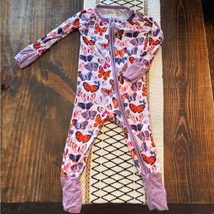 Little Sleepies Lavender Footed One-Piece with Orange & Blue Butterflies